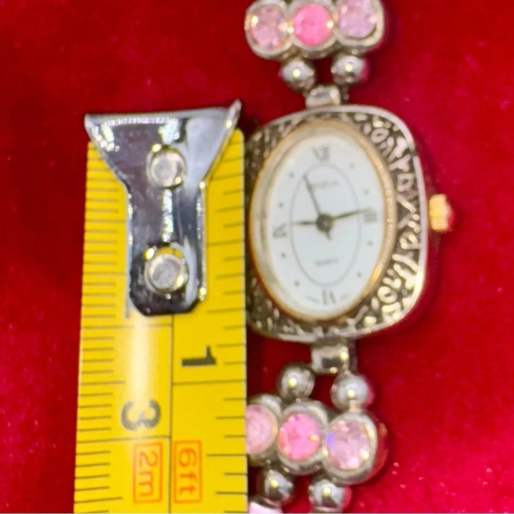 Y2K Geneva Pink Rhinestone‎ Bracelet Quartz Watch Coquette Boho Statement